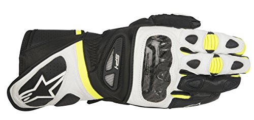 Alpinestars Guantes de Moto SP-1 15, Color Negro, Blanco y Amarillo neón, Talla S