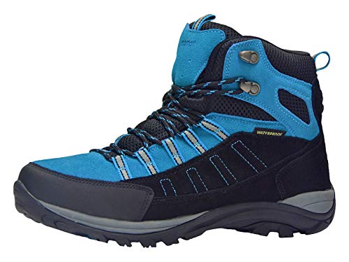 riemot Botas de Senderismo y Campo para Hombres, Zapatillas Altas de Trekking Zapatos de Montaña Escalada Aire Libre Calzado Impermeable Ligero Antideslizantes Sneakers, Hombre Azul 42 EU