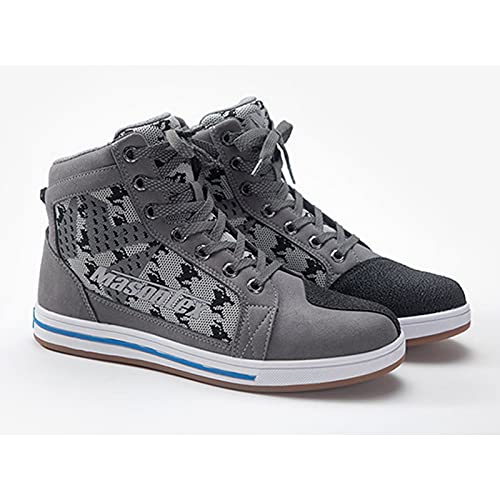 Botas de Moto para Hombre con Cordones Reflectantes Zapatos de Moto Casuales Botas de Tobillo Corto de Carreras Al Aire Libre Zapatillas de Deporte Antideslizantes Transpirables,Grey-44