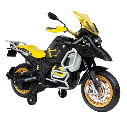 INJUSA - Moto BMW R1250 GS Adventure 12V, para Niños +3 Años, con Acelerador en Puño, Ruedas de Apoyo, Entrada USB, MP3 y Sonidos, Luces LED, Velocidad 6 Km/h, Color Negro