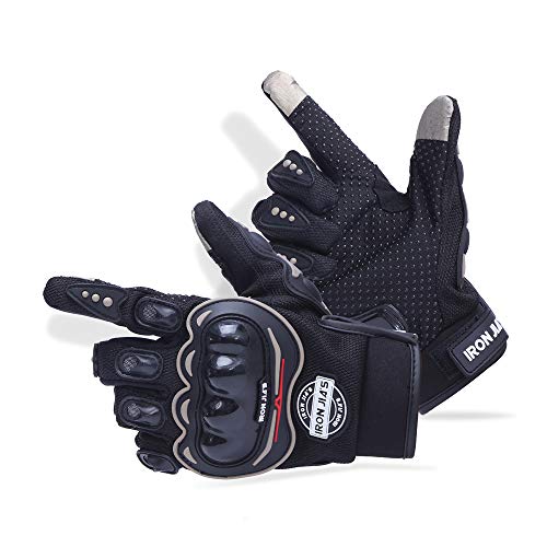 Guantes de Motos Motocicleta para Carreras Todo Terreno, Guantes de Moto para Pantallas táctiles Resistentes a caídas (L, Black)