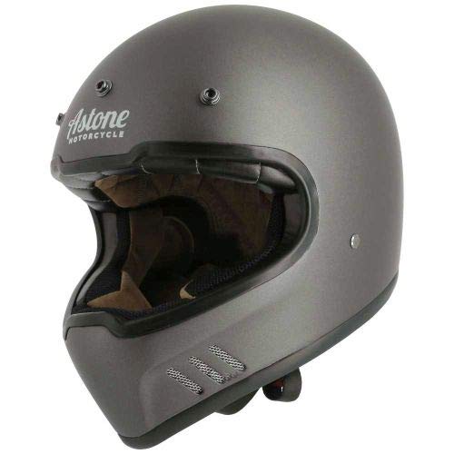 Astone Helmets - Casque intégral super rétro - Casque ultra-léger - Casque vintage homologué - Casque rétro en fibres de verre - Matt grey XL