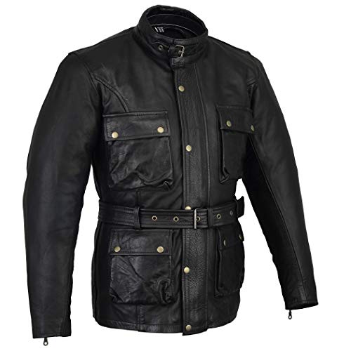 Negro Classic la sensación de Estar Encerado y Aceite y para Moto y luchando emperrada con Piel de Vaca de Funda de Piel sintética de Bikers Gear UK Negro Negro Talla:XL