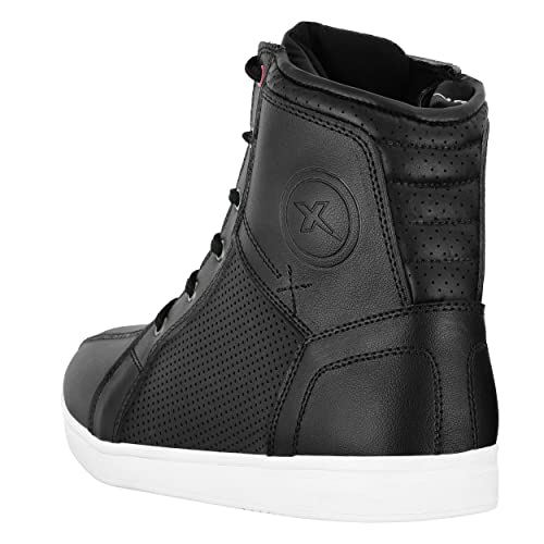 Botas de motocicleta para motociclista, zapatos de cuero CE Armadura Armadura para hombre, zapatos impermeables de moda para hombres y niños, color Negro, talla 42 2/3 EU