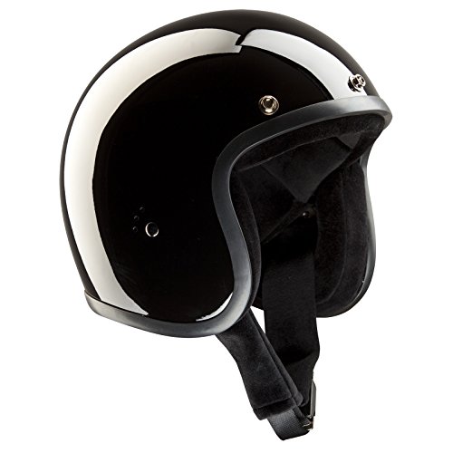 Band-It – Casco Jet semi-integral de moto, modelo clásico, con visera parasol, brillante, color negro, Jet glänzend schwarz, glossy black