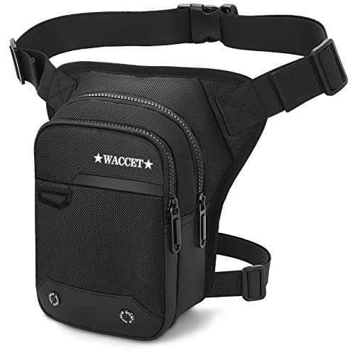 WACCET Bolsa Pierna Moto para Hombres y Mujeres, Bolsa de Pierna Tactica Impermeable Riñoneras Hombre Pierna Multifunción Riñonera Pierna Moto para Ciclismo, Senderismo, Pesca, Escalada. (Negro)