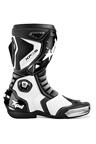 XPD Botas para Motociclista, Negro/Blanco, 39