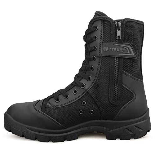 QUNLON Botas Militares Tacticas Hombre Botas de Combate Negras Botas militares de trabajo Transpirables Botas Policiales Botas de Senderismo Ligeras para Exteriores Modelo307-39EU