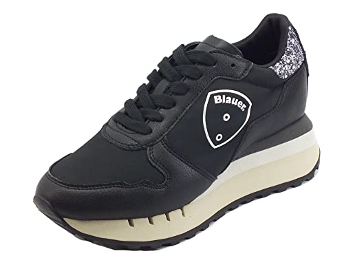 Blauer USA Charley White - Zapatillas para mujer de piel y tejido técnico blanco, Negro , 37 EU