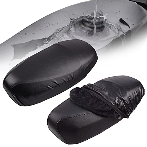 2 Piezas Fundas de Asiento de Motocicleta, Impermeables Fundas de Asiento para Moto, Fundas de Asiento de Cuero de Motocicleta Adecuadas para La Mayoría de Motocicletas y Vehículos Eléctricos, Negras