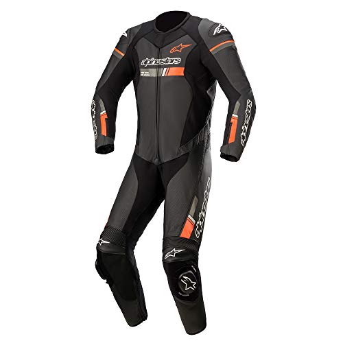 Alpinestars GP Force Chaser - Mono de piel para motocicleta, 1 pieza, color negro y rojo, 56