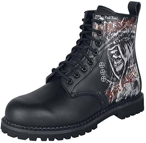 Rock Rebel by EMP Hombre Botas Negras con Estampado EU45