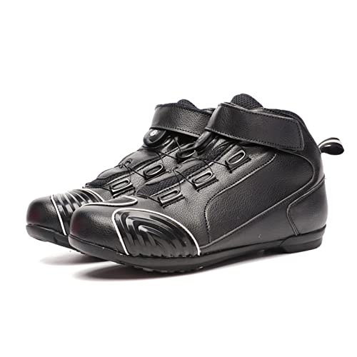 Lfzhjzc 2022 Últimos Modelos de Pareja Botas de Motocicleta, Botas de Moto de Cross, Zapatos de Montar en Motocicleta, Equipo de Motocicleta Four Seasons (Color : Black, Size : 43 EU)