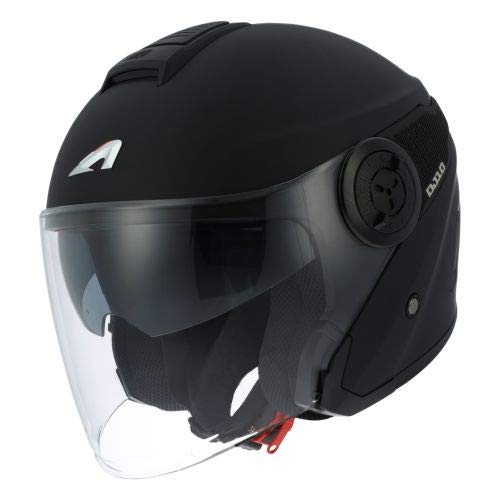 Astone Helmets - Casque jet DJ10-2 monocolor - Casque jet à écran long - Casque jet moderne en polycarbonate - Matt black S