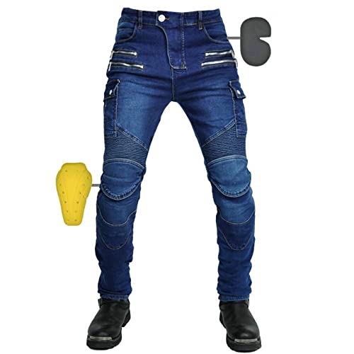 SHUOJIA Hombres Y Mujeres Pantalones De Motociclismo Para Pantalones De Carreras De Motocross Con Pantalones Anti Caída,Jeans De Moto, 4 X Equipo De Protección (A12,XS)