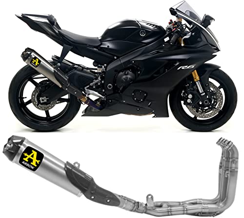 arrow tubo de escape completo competition evo 3 works titanio fondo carby conector titanio/compatible con yamaha yzf r6 2017 2018 2019 2020 2021 mototopgun