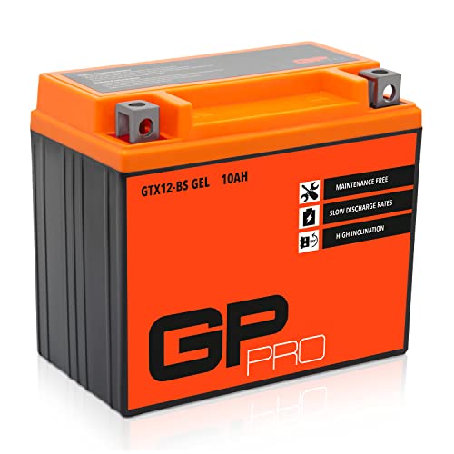 GP-PRO GTX12-BS 12V 10Ah GEL Batería de arranque (compatible con YTX12-BS / 51012) (Sin necesidad de mantenimiento/Sellado) Moto Acumulador