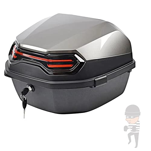 40L Baul Moto Universal, Maletero De Moto Viajar Caja De Cola con Llaves Y Accesorios para Almacenamiento Casco, Caja De Moto Impermeable (Color : Grey)