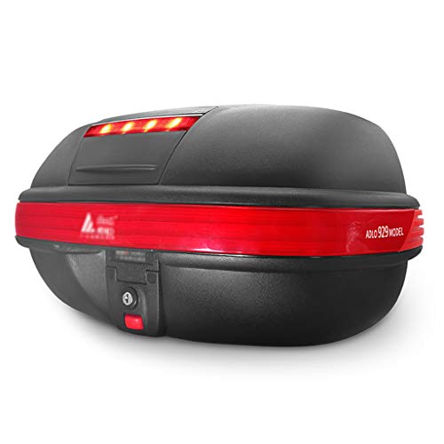 RTYUIO Baúl de Moto para un Casco Baúl de Scooter Maleta Superior para Equipaje Tour Pack con Respaldo y Luz Trasera - Capacidad 39L