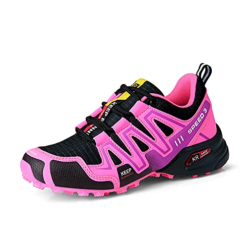 Zapatos de ciclismo para mujer, zapatos de bicicleta de carretera MTB, zapatos de bicicleta, zapatos de exterior, zapatos de senderismo antideslizantes resistentes al desgaste (36 ~ 42EU),Pink-41EU