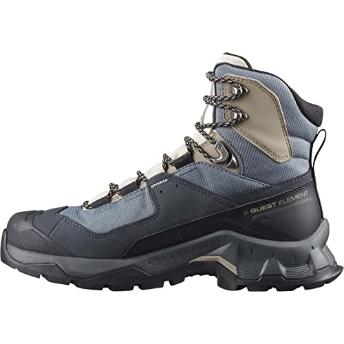 Salomon Quest Element Gore-Tex Botas de Senderismo de Piel para Mujer, Impermeable, Agarre Máximo, Zapatos Trekking, Ebony, 43 1/3