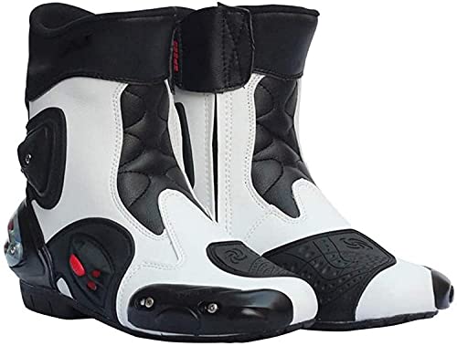 Botas de motocicleta Botas de moto impermeable transpirables Botas de motocross resistentes al desgaste Sombrillas de carreras con protección,Blanco,EU 40(US 7.5)