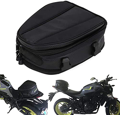 JFG RACING Bolsa de la cola de la motocicleta Bolsa de equipaje impermeable Bolsa de asiento de moto Bolsas de sillín Multifuncional PU Cuero Bike Bag Sport Backpack 15 litros