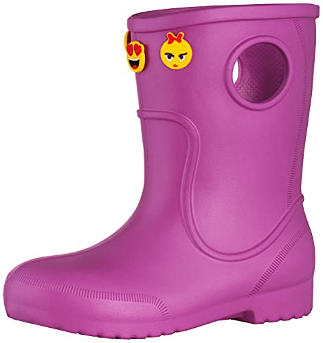 José Amorales Botas de Lluvia para Niños - Botas de Goma para la Lluvia para Niñas - Zapatillas de Lluvia de EVA confortables - Morado - 22/23