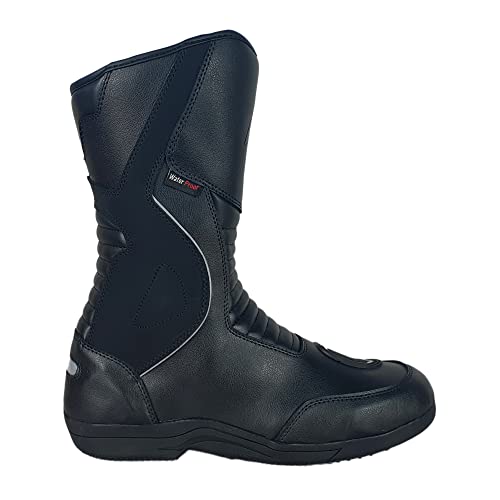 Bohmberg VIATOS - Botas de motorista para hombre, de piel resistente al agua, con protectores reforzados, Negro , 45 EU