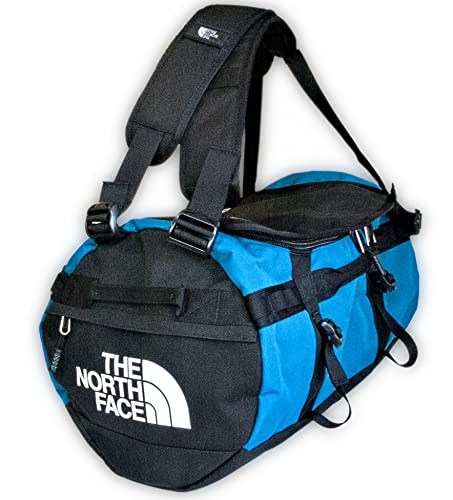 The North Face Gilman Duffel, Bolsa de Deporte Duradera con Correas de Hombro Mochila y Asas de Agarre Lateral Acolchadas, Negro/Azul, Tamaño S, 50L (TNF)