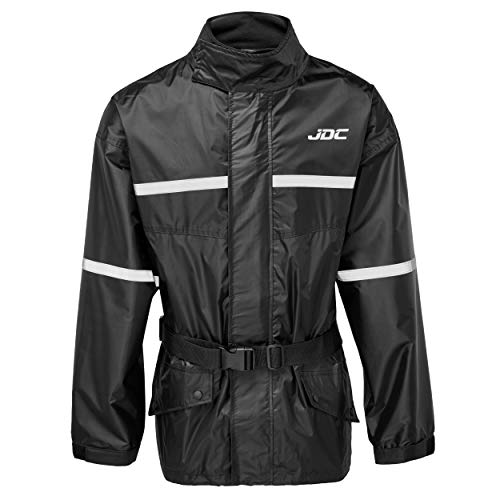 JDC Chaqueta De Lluvia para Moto Impermeable De Alta Visibilidad - Shield - Negro - M