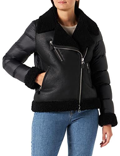 Blauer Piel Capo Hombro Acolchado Chaqueta de Cuero, 999 Negro, XXL para Mujer