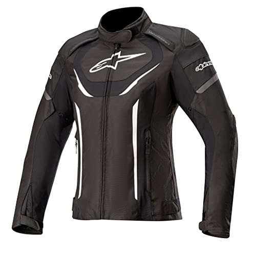 Alpinestars Chaqueta de moto Stella T-Jaws V3 impermeable para mujer, color negro/blanco, talla S