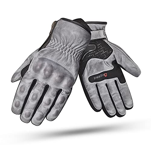 Indus Plateado | Guantes de Moto Piel Invierno Cortavientos Impermeables 100% Piel de Cabra con Protección Nudillos y Dedos | TPU y Forro Invierno 3M Thinsulate | Homologado CE - Accesorios Moto M