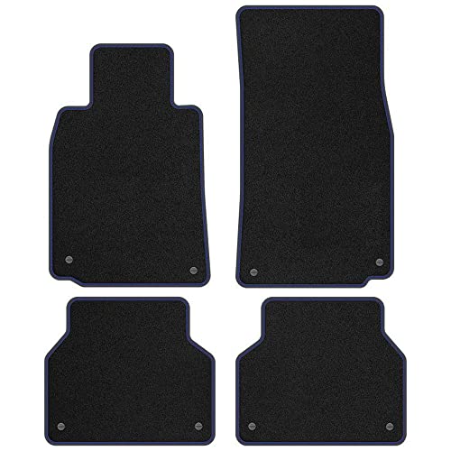 M MOTOS alfombrillas coche de velours premium compatibles con BMW 5 E39 1995-2004 - Premium, Matt, Azul - Experimenta un nuevo confort de conducción con un juego de alfombra de coche de terciopelo par