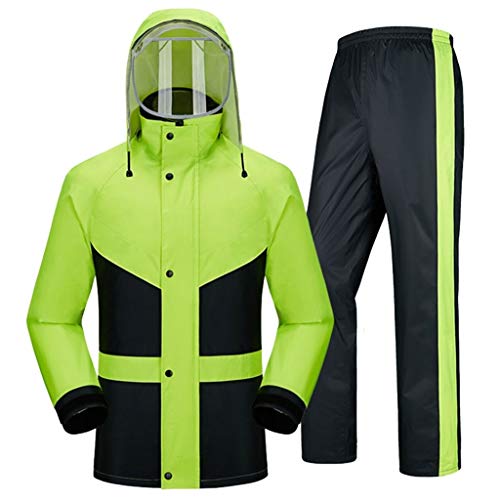 WOODJU Ropa impermeable- Traje De Lluvia Para Hombres Ropa Impermeable (Chaqueta Para La Lluvia Y Pantalones De Lluvia Ajustados) Adultos Trabajo En El Exterior Moto Golf Pesca (XL)