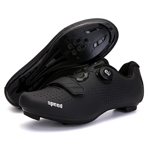 Zapatos de Bicicleta AtléTicos Profesionales Zapatillas de Ciclismo de Velocidad para Hombre Zapatillas de Ciclismo MTB Al Aire Libre Ciclismo Fondo Antracita-Road 36