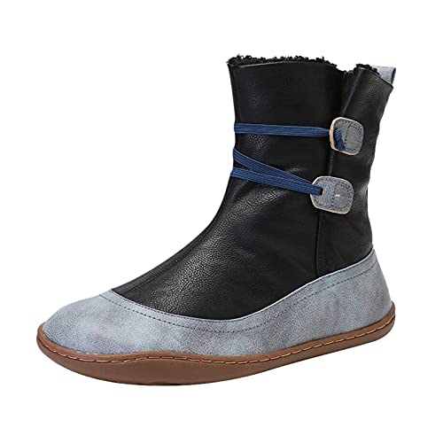 Yowablo - Botas para mujer con cordones y punta redonda, Le Noir, 40 EU