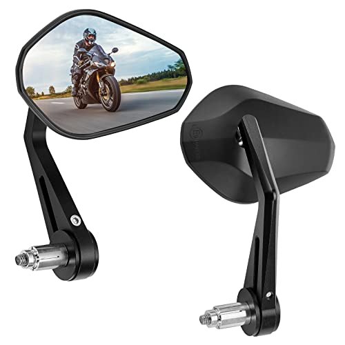 Espejos Moto Homologados E9, Espejos Retrovisores para Manillar Moto, Espejo de Manillar Giratorio de 360 ° Espejos Lateral de 7/8‘’ 22 mm Compatible con ATV Scooter MT07 MT09 Z900 Z1000 (1 Par)