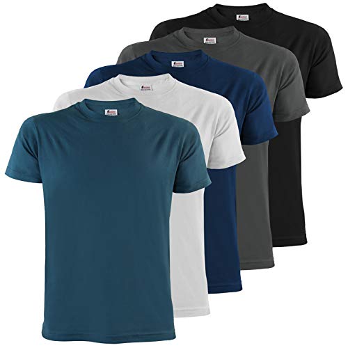 ALPIDEX T-Shirt Camisetas para Hombre un Juego de 5 con Cuello Redondo - Unicolor Tallas S M L XL XXL 3XL 4XL, Tamaño:L, Color:Water