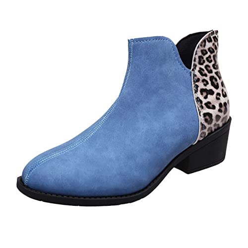 Dasongff Botines Plataforma Mujer Sexy - Botas de vaquero Mujer Botas Cortas Caballeros Mollet Ancho Botas Indias con Flecos Mujeres Botas Moto Botas Plataforma Gótica Chelsea Boots, azul, 42 EU