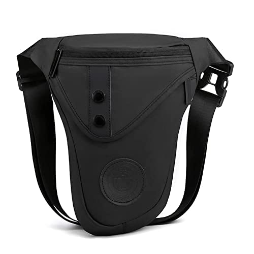 Eshow Bolsa de Pierna y Cintura para Hombres en Nylon, Riñonera Multifuncional para Herramientas de Trabajo y Motocicletas, Adecuada para Moto, Montañismo, Ciclismo y Senderismo (Negro-N)