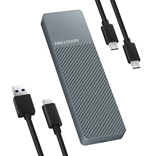 HIKVISION Carcasa M.2 NVME SATA SSD Adaptador, USB C 3.1 Gen 2 10Gbps, Caja Externa para M.2 NVME Carcasa SSD PCIE con Cables USB A + USB C Soporta M Key B+M Key, Tamaño 2242/2260/2280