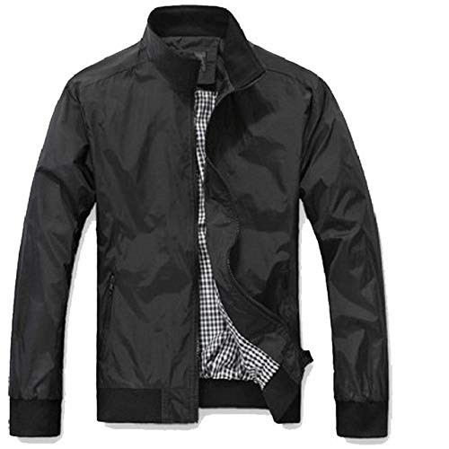 HNOSD Chaquetas de Verano de Primavera para Hombre de Gran tamaño Chaquetas de Invierno para Hombre, Casuales, Finas, Bomber College, Chaqueta de Abrigo Negra para Hombres, Negro, XXXL