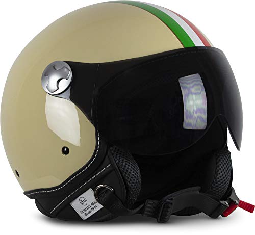 ARMOR HELMETS® AV-84 Italy Cream · Casco Jet · Casco de moto Scooter Casco de scooter Casco de ciclomotor Casco Chopper Retro Vespa Vintage · ECE 22.05 Visera de liberación rápida bolsa L (59-60 cm)