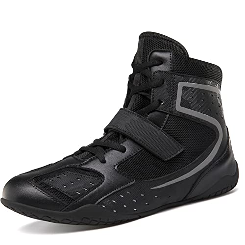 Zapatos de Boxeo para Hombres Zapatos de Lucha Profesional Zapatos de Entrenamiento Integral para Mujeres Botas de Boxeo para Fitness Negro EU 42