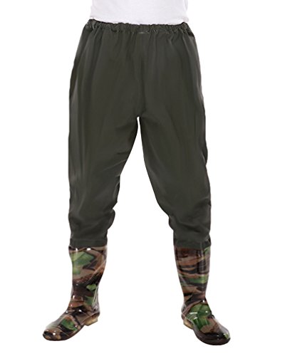 Xinwcang Pantalón de Pesca para Hombre Impermeable Rain Pantalones de Moto, Botas Antideslizante Waders Pesca Green1 38