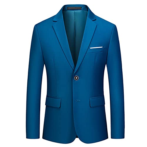 Chaqueta De Traje Hombre Ajustada Informal De Negocios Moda Sencilla Hombre Primavera Y Otoño Boutique De Caballero Básica Combina con Todo Traje Clásico Hombre A-Blue1 3XL