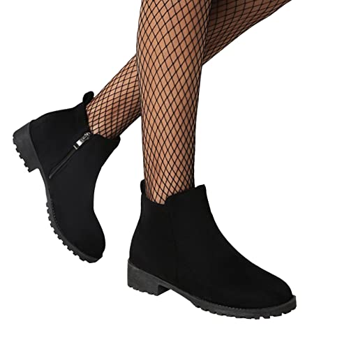 Dasongff Botas cortas romanas para mujer con tacón cuadrado - Botines Tacón Mujer Botines Tacones Sexy Botas Indias Mujeres Botas Moto Botas Plataforma Punk Chukka Boots, Negro , 40 EU