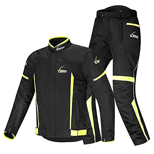 Conjunto de Chaqueta de Moto Chaqueta Moto con Dispositivo protección y Forro térmico Interno Chaleco térmico de Manga extraíble con certificación CE Carreras de 4 Estaciones B,XXXL